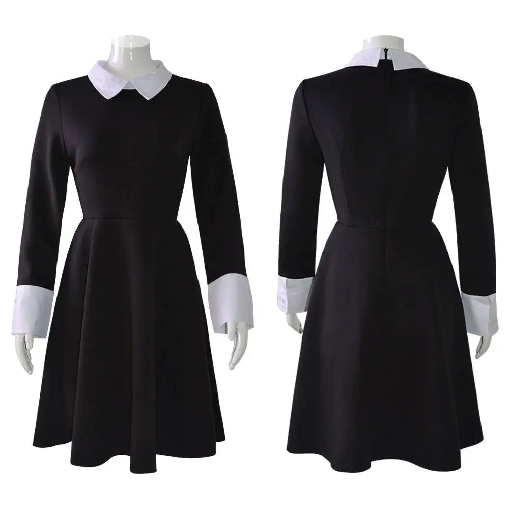 Wednesday Addams Kostüm für Kinder & Erwachsene – Gothic Kleid für Halloween, Cosplay, Karneval & Mottoparty
