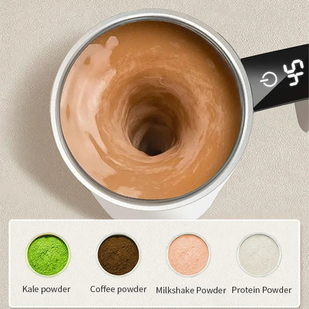 Automatischer Rührbecher, tragbar, magnetisch, rotierender Becher, USB wiederaufladbar, Kaffee, elektrisches Rühren, Edelstahl, fauler Rührbecher
