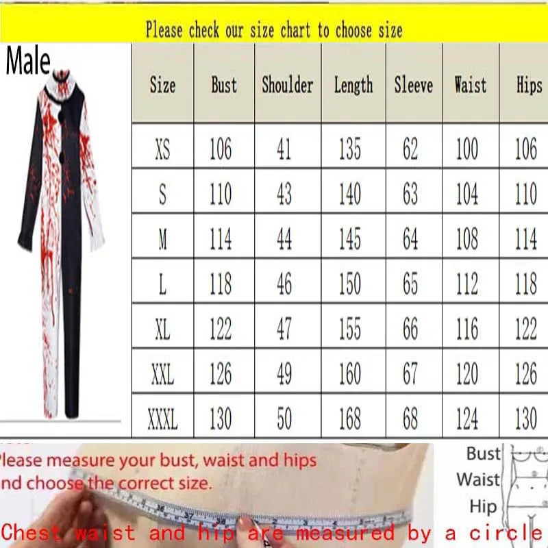 Terrifier 2 Horror Clown Kostüm für Herren – Blutiger Overall mit Maske für Halloween, Karneval & Gruselpartys