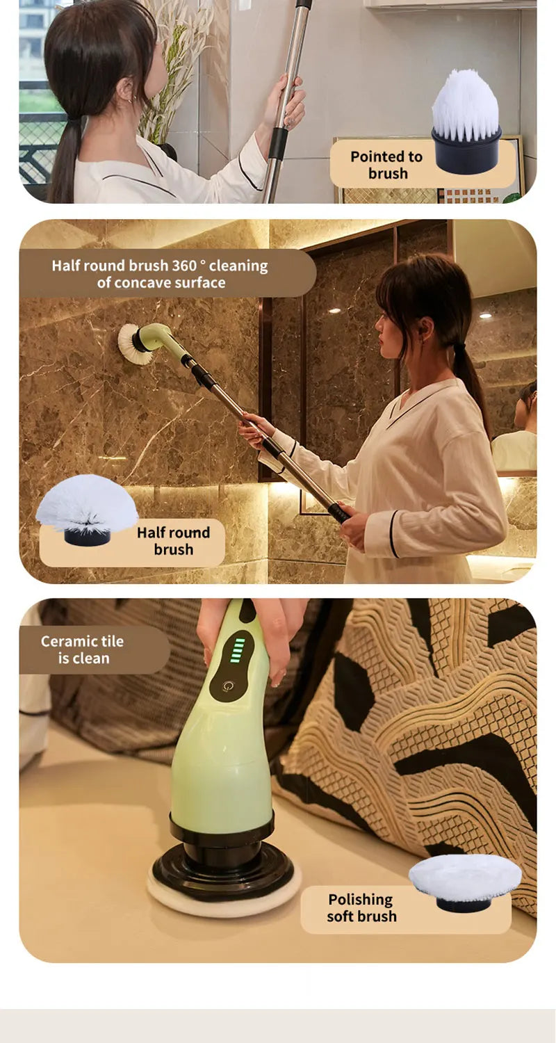 9-in-1 elektrische Reinigungsbürste, elektrischer Schleuderreinigungswäscher, elektrische Reinigungswerkzeuge, Salon, Küche, Badezimmer, Reinigungsgeräte