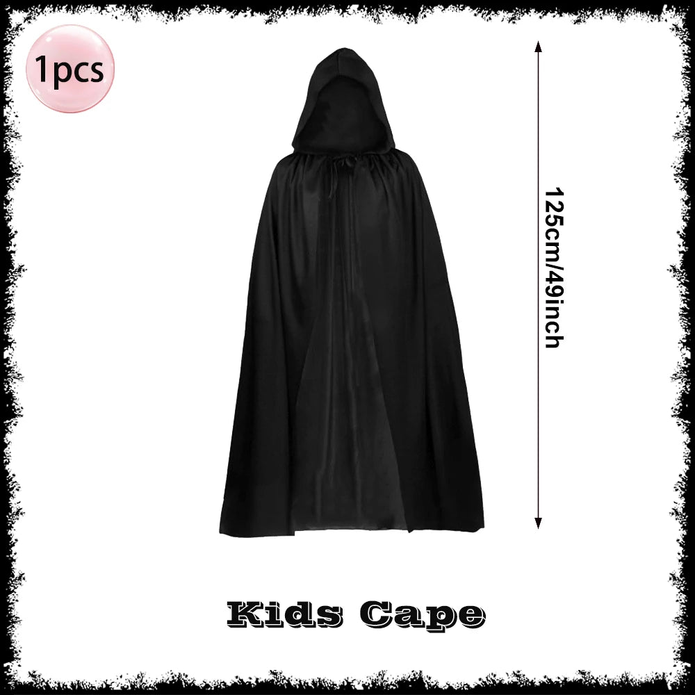 Grim Reaper Halloween Kostüm mit Kapuze, Totenkopf-Maske, Handschuhen & Sense – Unisex Verkleidung für Kinder & Erwachsene