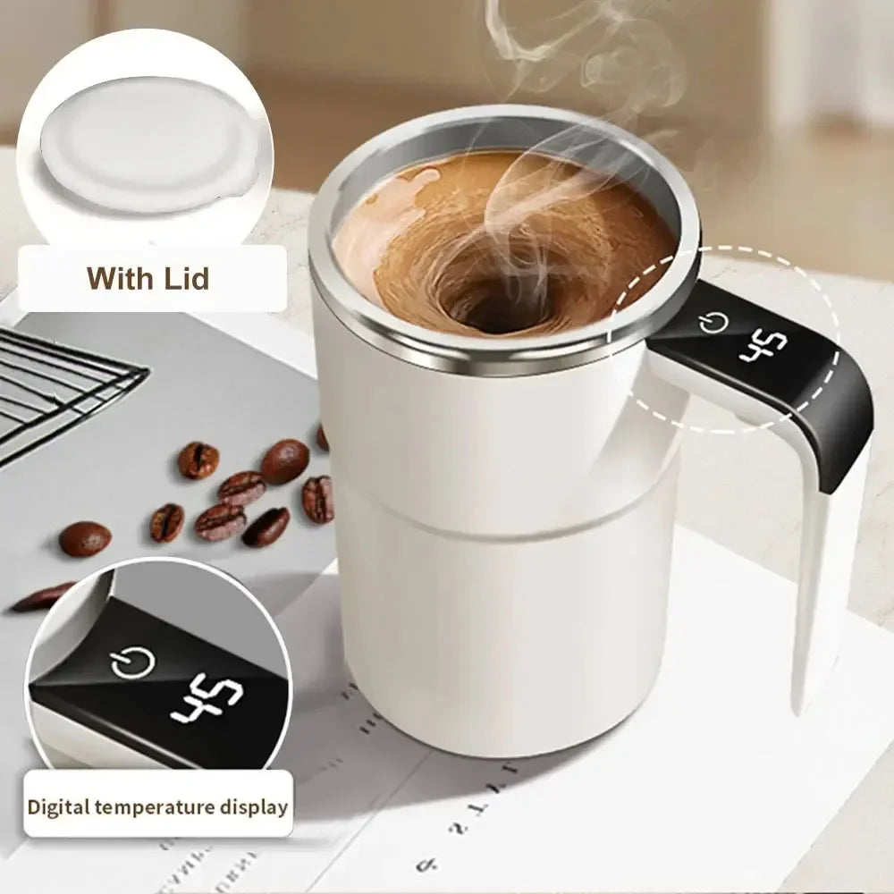 Automatischer Rührbecher, tragbar, magnetisch, rotierender Becher, USB wiederaufladbar, Kaffee, elektrisches Rühren, Edelstahl, fauler Rührbecher