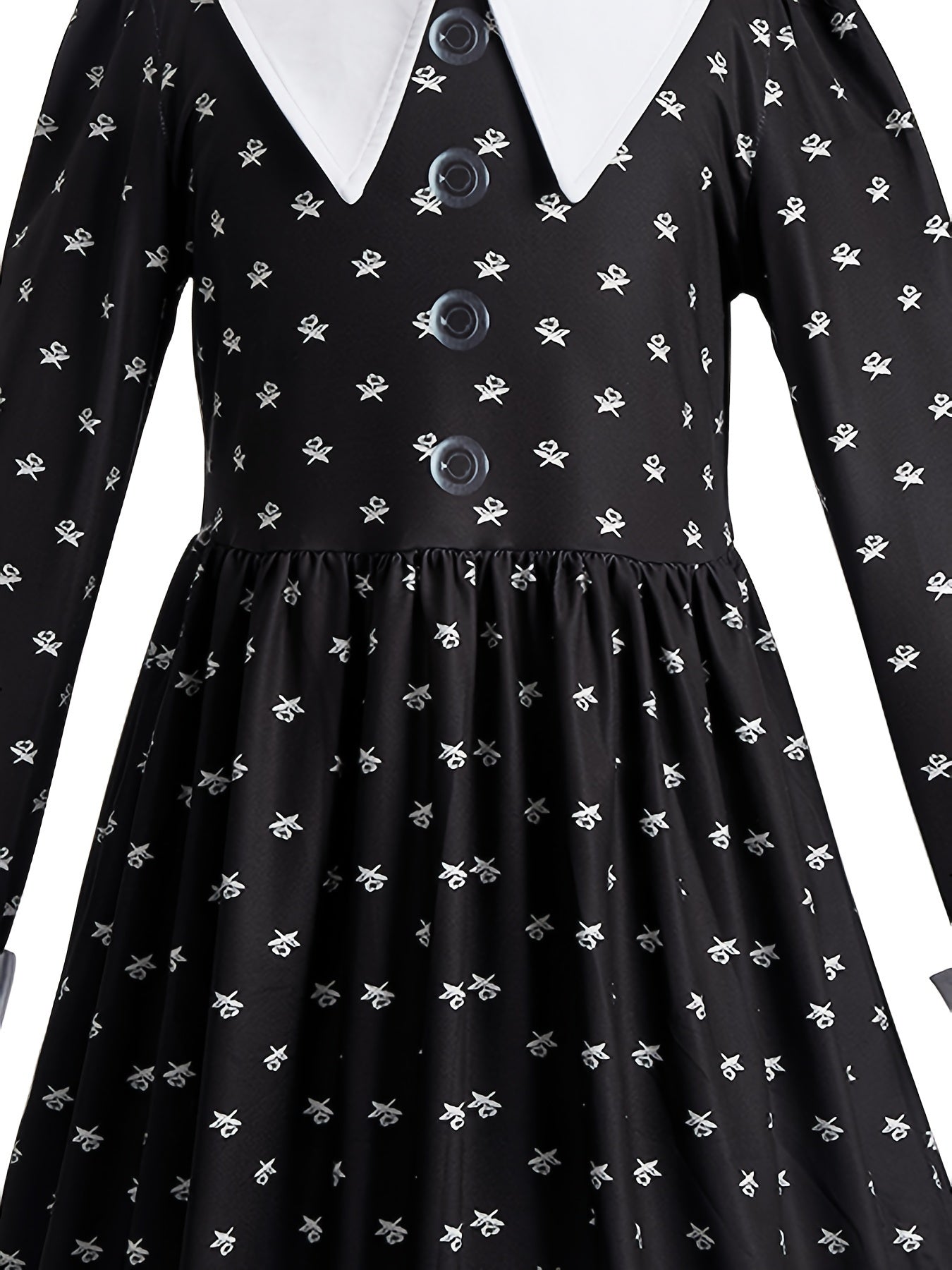 Wednesday Addams Kostüm für Mädchen 3-teilig – Hexenkleid mit Perücke, Halskette & Handschuhen – Halloween Outfit 4–14 Jahre