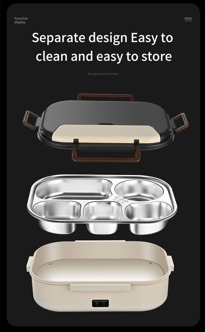 Elektrische Thermo-Lunchbox aus Edelstahl 304 – Beheizte Bento Lunchbox 220V & 12V – Warmhalten ohne Wasser, Tragbar mit Tasche