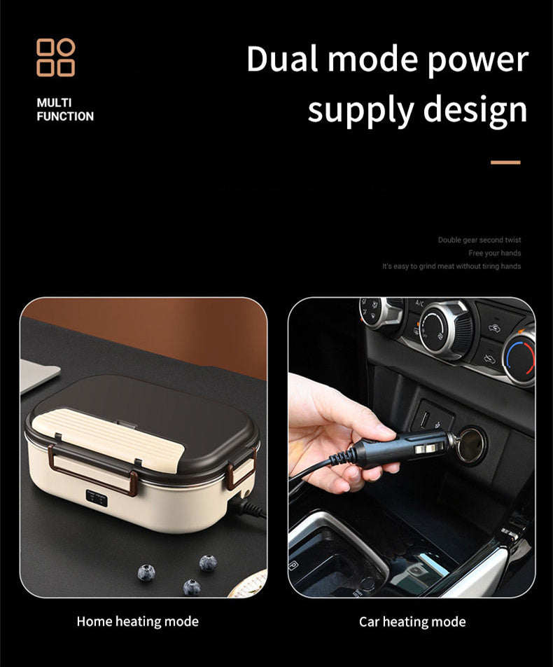 Elektrische Thermo-Lunchbox aus Edelstahl 304 – Beheizte Bento Lunchbox 220V & 12V – Warmhalten ohne Wasser, Tragbar mit Tasche