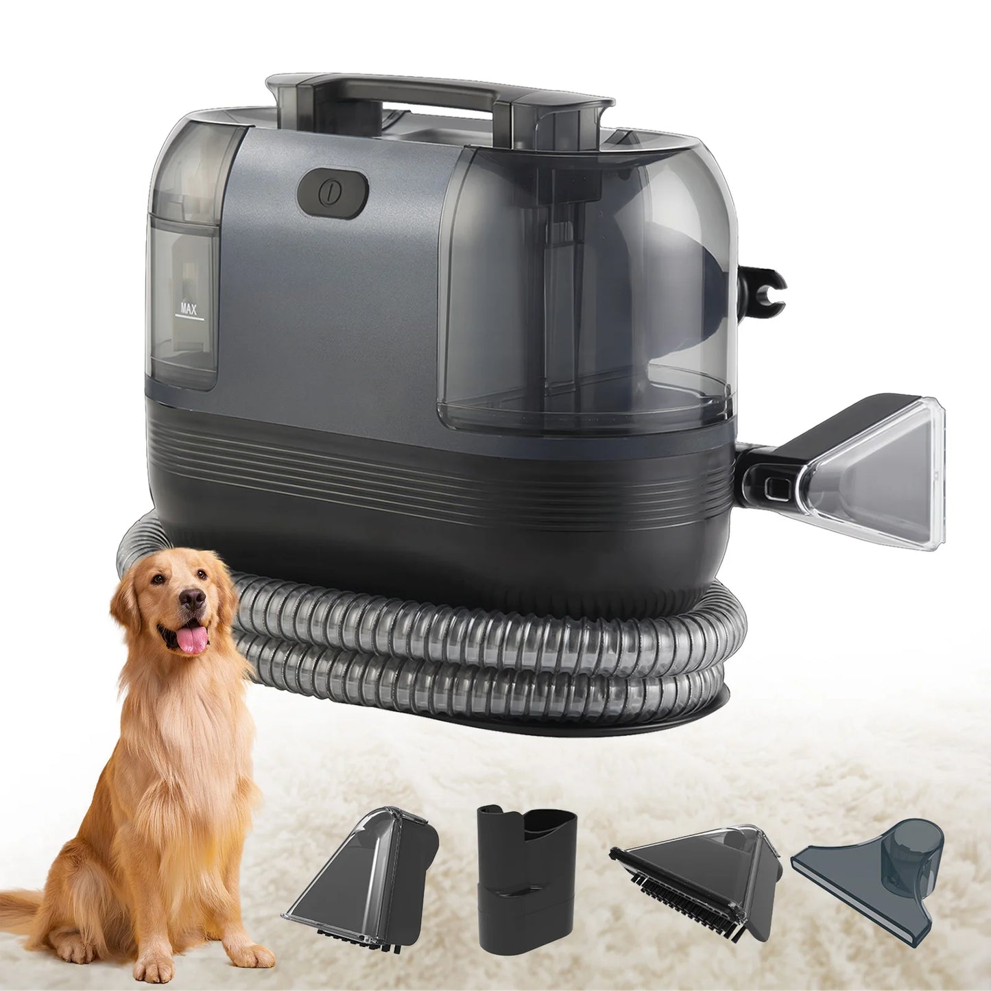 15KPA Profi-Fleckenreiniger – Tragbare Teppich- & Polsterreinigungsmaschine mit 1500W Power, Doppel-Wassertank, starker Tiefenreinigung für Sofa, Auto & Haustiere