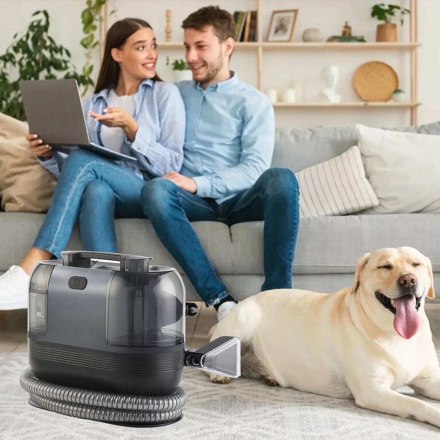 15KPA Profi-Fleckenreiniger – Tragbare Teppich- & Polsterreinigungsmaschine mit 1500W Power, Doppel-Wassertank, starker Tiefenreinigung für Sofa, Auto & Haustiere