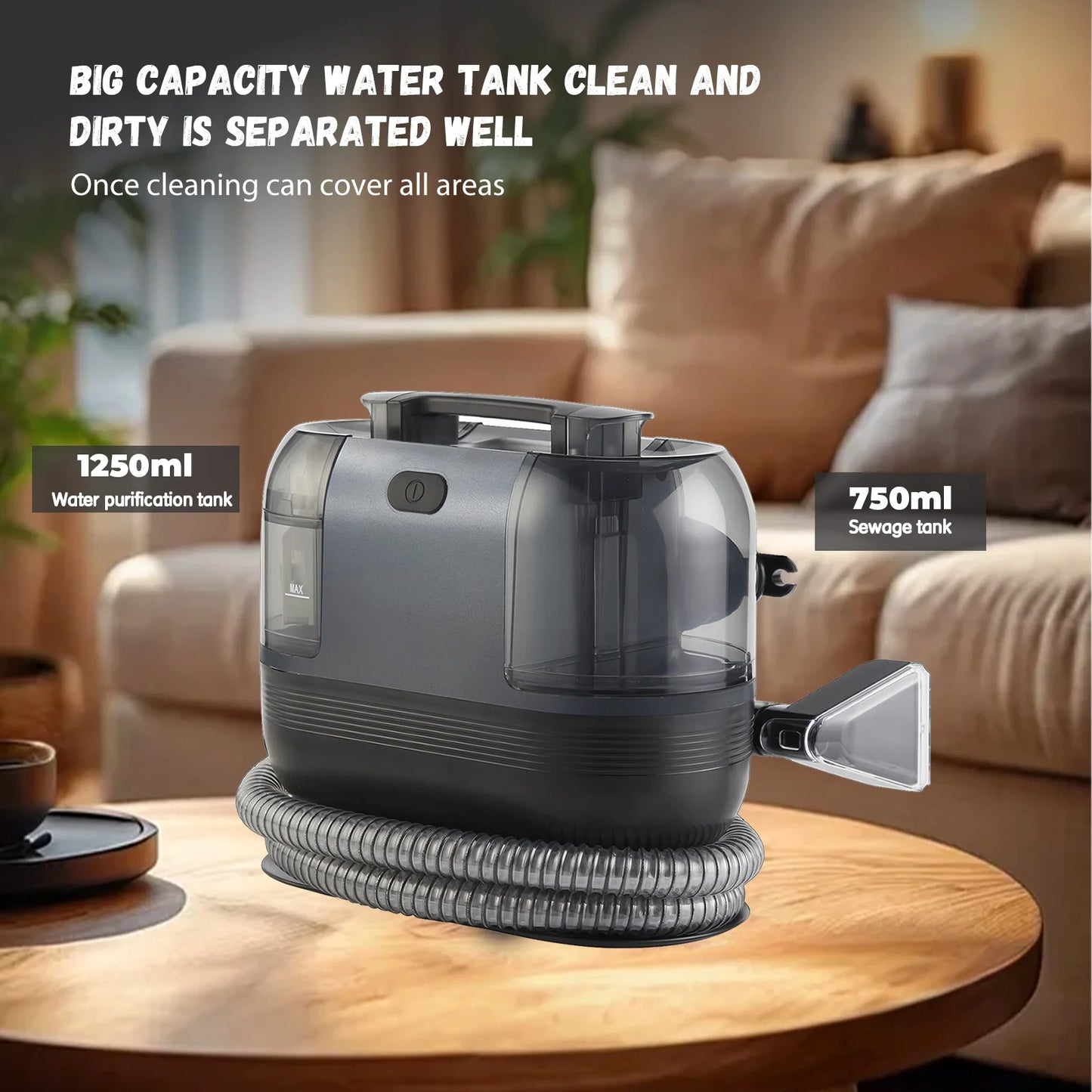 15KPA Profi-Fleckenreiniger – Tragbare Teppich- & Polsterreinigungsmaschine mit 1500W Power, Doppel-Wassertank, starker Tiefenreinigung für Sofa, Auto & Haustiere
