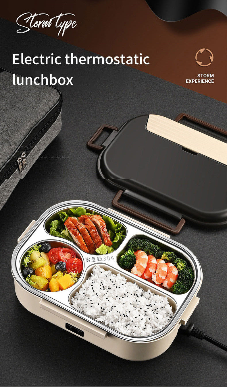 Elektrische Thermo-Lunchbox aus Edelstahl 304 – Beheizte Bento Lunchbox 220V & 12V – Warmhalten ohne Wasser, Tragbar mit Tasche