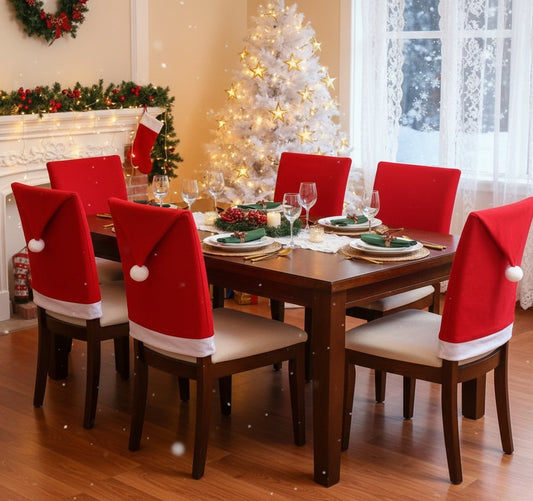 Weihnachtliche Santa-Stuhlbezüge aus Vliesstoff – Festliche Deko für Esszimmer & Küche | Weiche, wiederverwendbare Überzüge