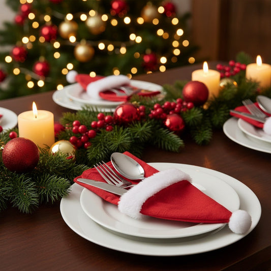 Weihnachtliche Bestecktaschen im Santa-Hut-Design – 20er Set | Festliche Besteckhalter für Weihnachten & Tischdekoration