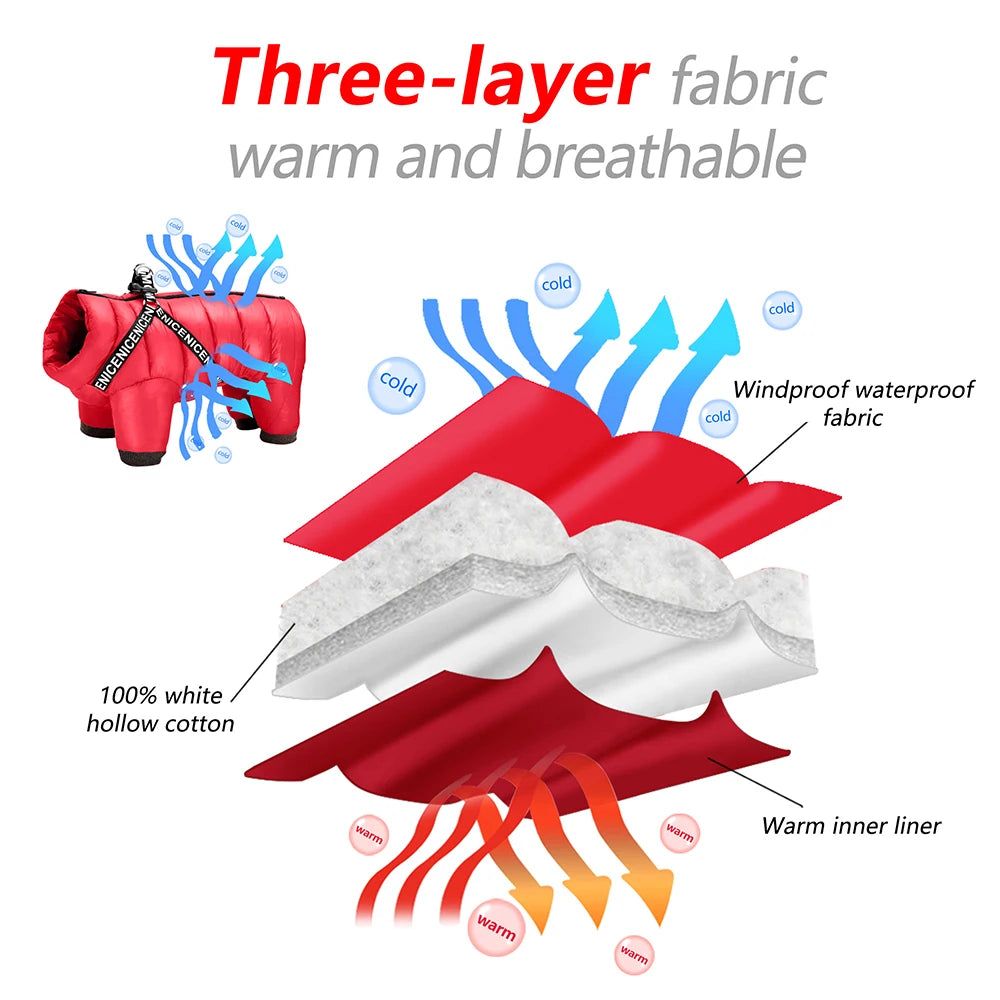 Winter Hundejacke mit integrieretem Geschirr – Wasserdicht, Super Warm, Atmungsaktiv | Wintermantel für kleine & mittelgroße Hunde