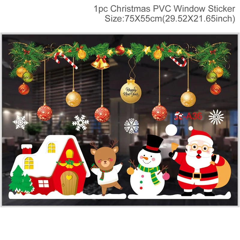 Weihnachts-Fensteraufkleber 2024 | Statische Weihnachts-Deko für Fenster & Wände | Santa & Schneemann Sticker | Winter Weihnachtsdekoration für Zuhause