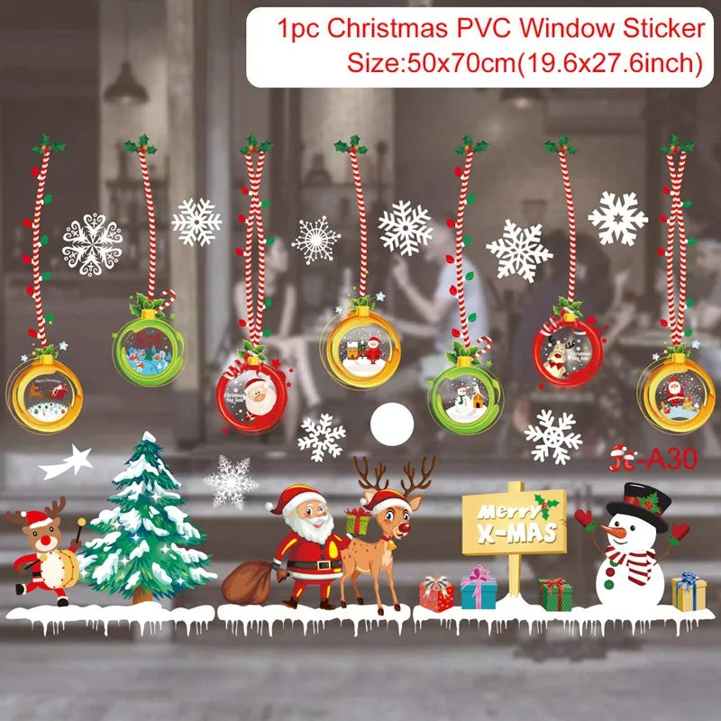 Weihnachts-Fensteraufkleber 2024 | Statische Weihnachts-Deko für Fenster & Wände | Santa & Schneemann Sticker | Winter Weihnachtsdekoration für Zuhause