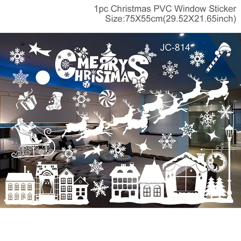 Weihnachts-Fensteraufkleber 2024 | Statische Weihnachts-Deko für Fenster & Wände | Santa & Schneemann Sticker | Winter Weihnachtsdekoration für Zuhause