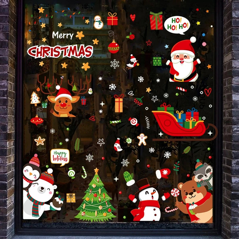 Weihnachts-Fensteraufkleber 2024 | Statische Weihnachts-Deko für Fenster & Wände | Santa & Schneemann Sticker | Winter Weihnachtsdekoration für Zuhause