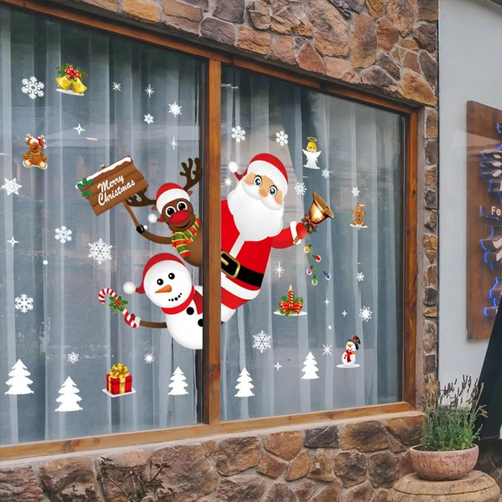 Weihnachts-Fensteraufkleber 2024 | Statische Weihnachts-Deko für Fenster & Wände | Santa & Schneemann Sticker | Winter Weihnachtsdekoration für Zuhause