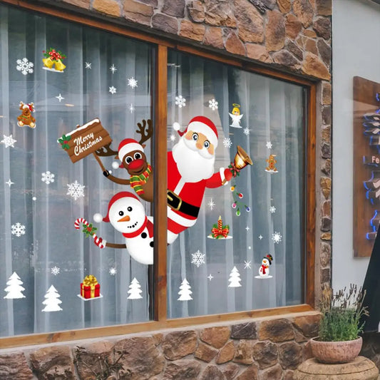 Weihnachts-Fensteraufkleber 2024 | Statische Weihnachts-Deko für Fenster & Wände | Santa & Schneemann Sticker | Winter Weihnachtsdekoration für Zuhause