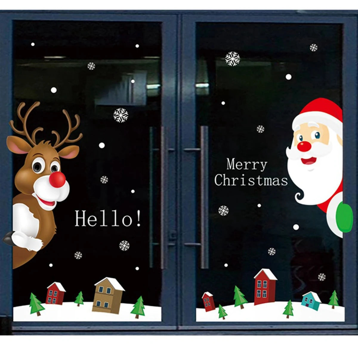 Weihnachts-Fensteraufkleber 2024 | Statische Weihnachts-Deko für Fenster & Wände | Santa & Schneemann Sticker | Winter Weihnachtsdekoration für Zuhause