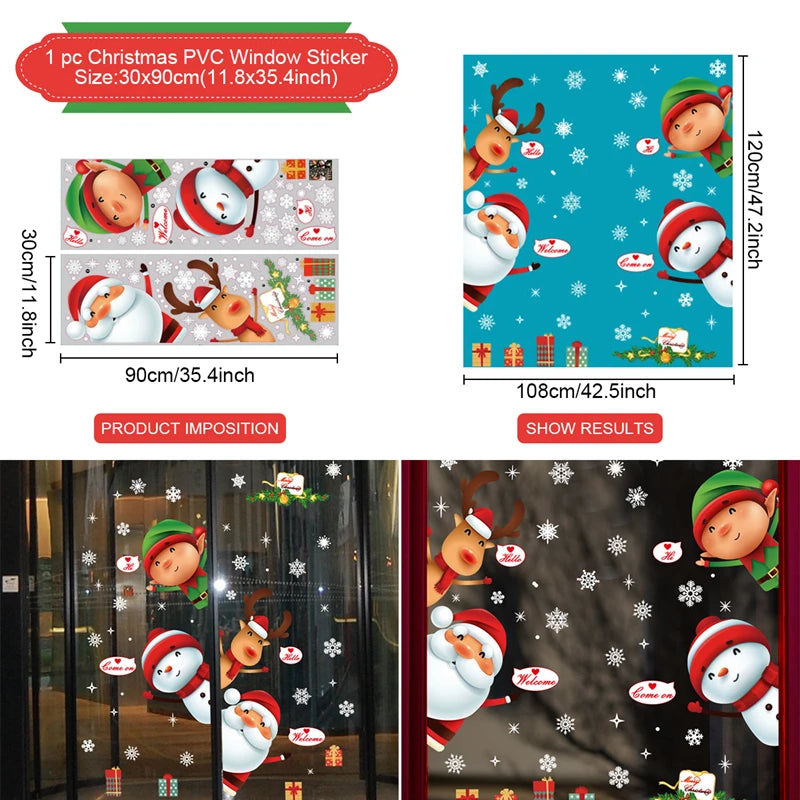 Weihnachts-Fensteraufkleber 2024 | Statische Weihnachts-Deko für Fenster & Wände | Santa & Schneemann Sticker | Winter Weihnachtsdekoration für Zuhause