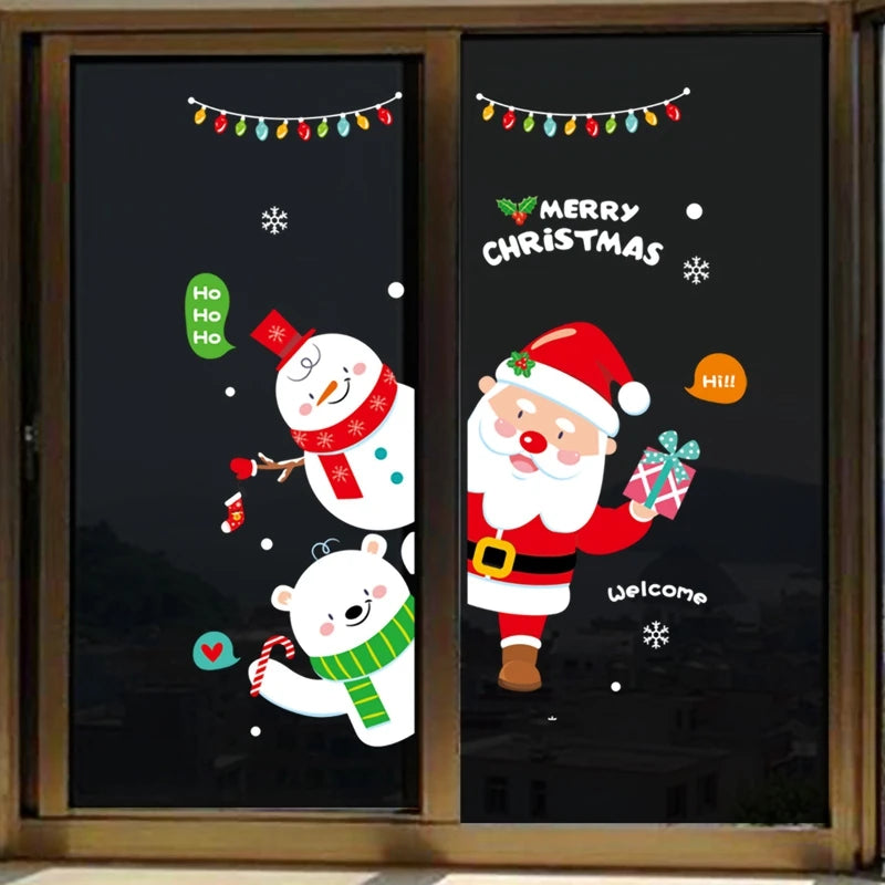 Weihnachts-Fensteraufkleber 2024 | Statische Weihnachts-Deko für Fenster & Wände | Santa & Schneemann Sticker | Winter Weihnachtsdekoration für Zuhause
