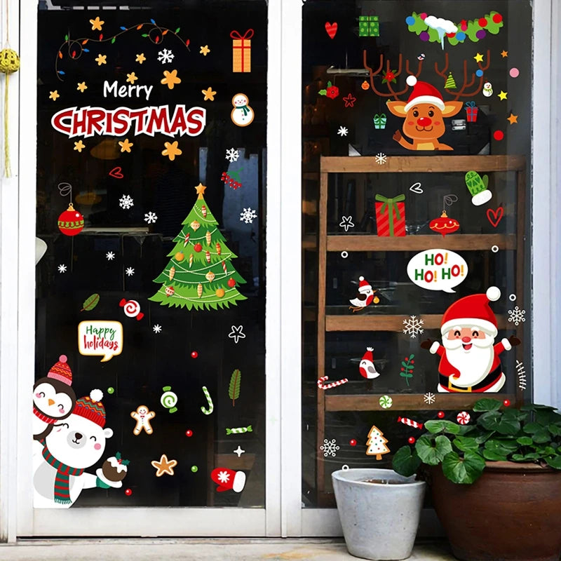 Weihnachts-Fensteraufkleber 2024 | Statische Weihnachts-Deko für Fenster & Wände | Santa & Schneemann Sticker | Winter Weihnachtsdekoration für Zuhause
