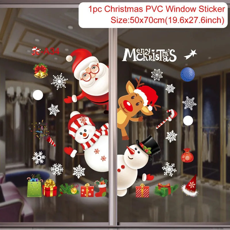 Weihnachts-Fensteraufkleber 2024 | Statische Weihnachts-Deko für Fenster & Wände | Santa & Schneemann Sticker | Winter Weihnachtsdekoration für Zuhause