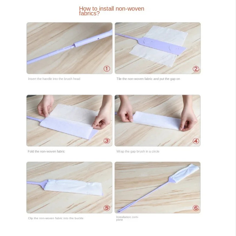 1 Stück Schlitz-Reinigungsbürste mit langem Griff, multifunktionale, abnehmbare Staubbürste, einschließlich 10 Vlies-Reinigungstücher, Heimbedarf