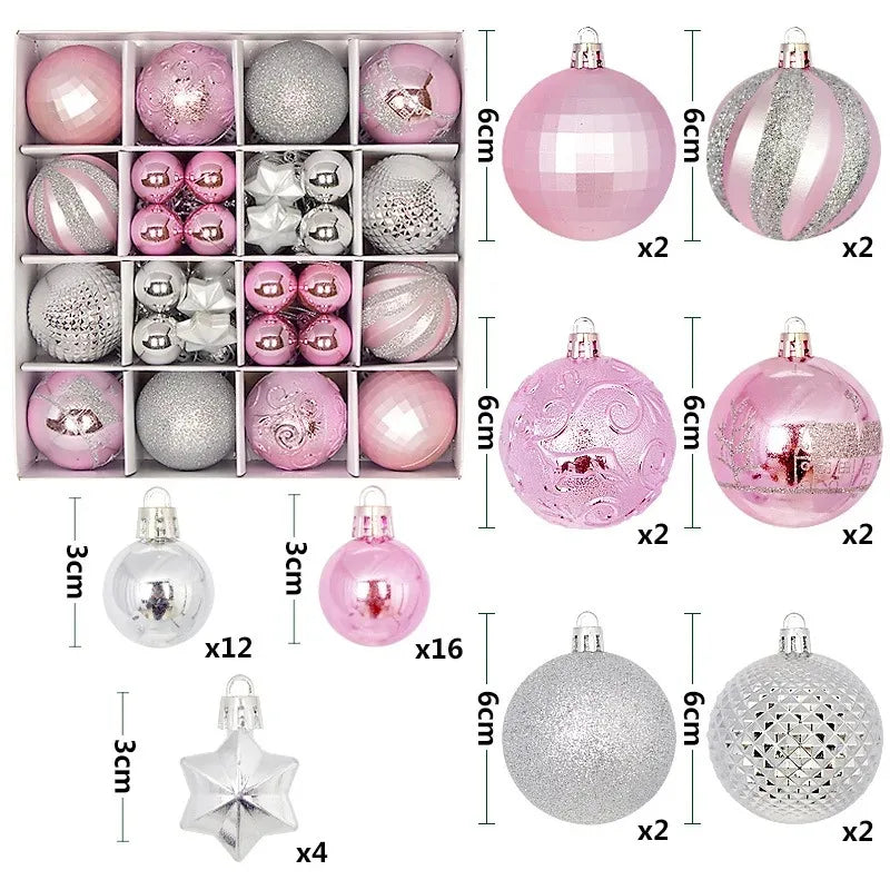 44-teiliges Weihnachtskugel-Set 3–6 cm – Bruchsichere Deko für Weihnachtsbaum, Festliche Ornamente für Zuhause, Advent & Neujahr | Glitzernde Kugeln in Premium-Box