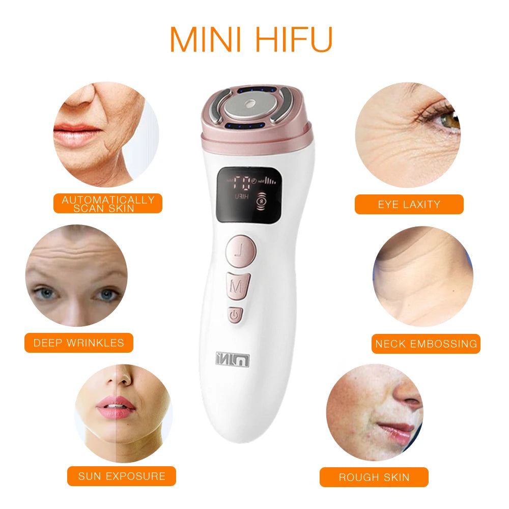Mini HIFU Lifting Gerät – Ultraschall RF & EMS | Hautstraffung, Anti-Aging, Faltenreduktion für Gesicht, Kinn, Hals & Augen – Professionelle Behandlung für Zuhause