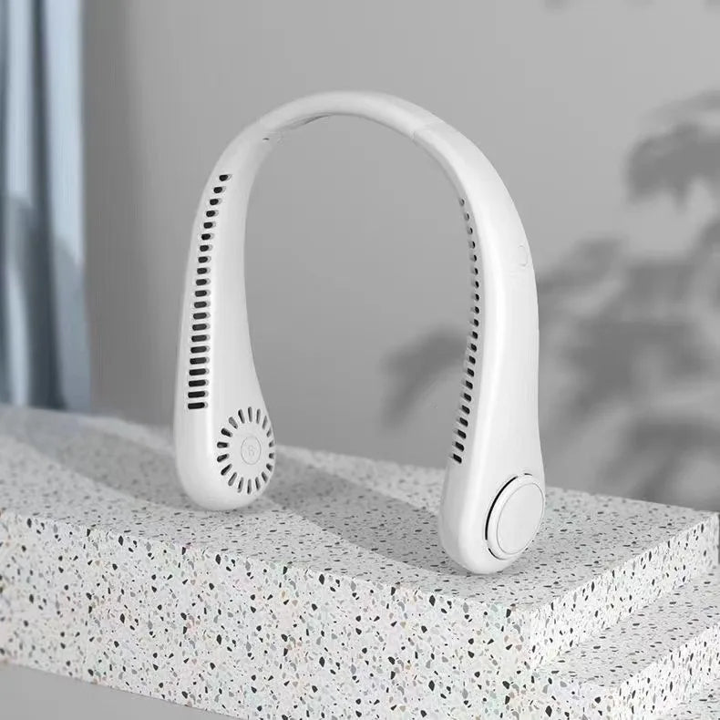 Premium Nackenventilator Blattlos mit LED-Digitalanzeige – USB-Aufladbarer Tragbarer Hals-Ventilator für Sport, Reisen & Büro