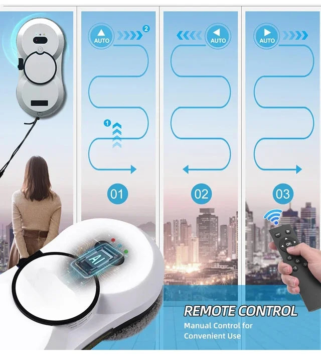 Intelligenter Fensterreinigungsroboter mit Wasser-Sprühfunktion – 5600Pa Saugleistung, USV-Sicherheitssystem, automatischer Glasreiniger für Zuhause & Büro