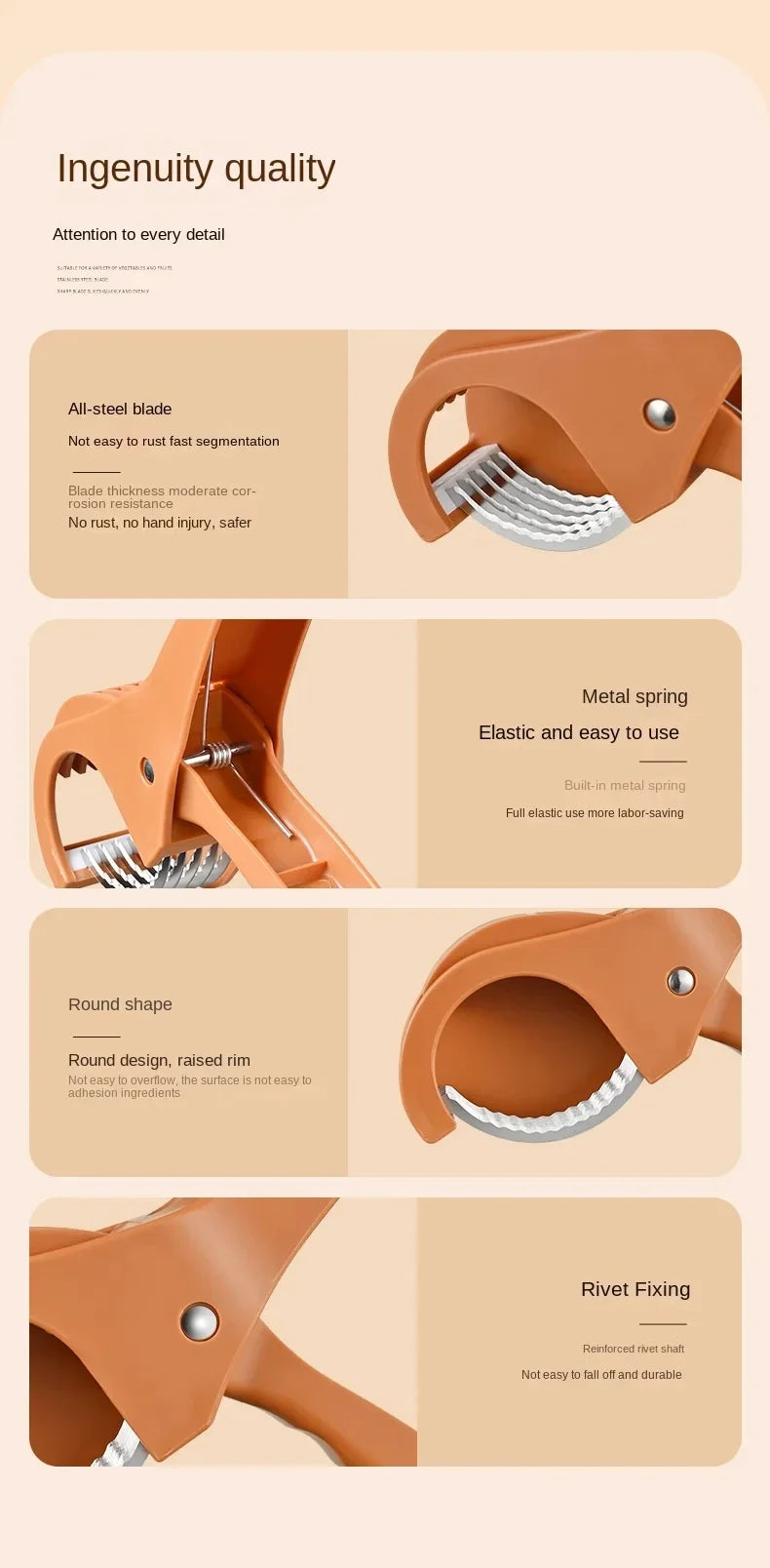 HooFun Küchenutensilien, Gemüse- und Obstschneider aus Edelstahl, multifunktionaler Salatschneider, Küchenzubehör