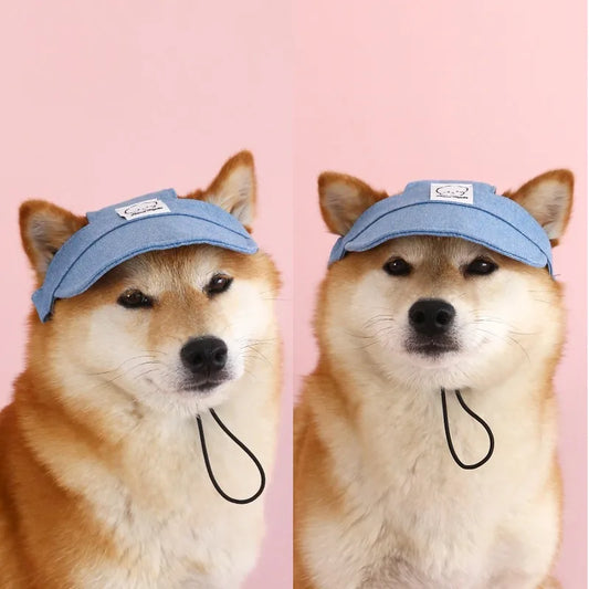 Verstellbarer Denim Hundehut mit Ohrlöchern – Stylische Jeans-Kappe & Sonnenschutz für kleine, mittlere & große Hunde