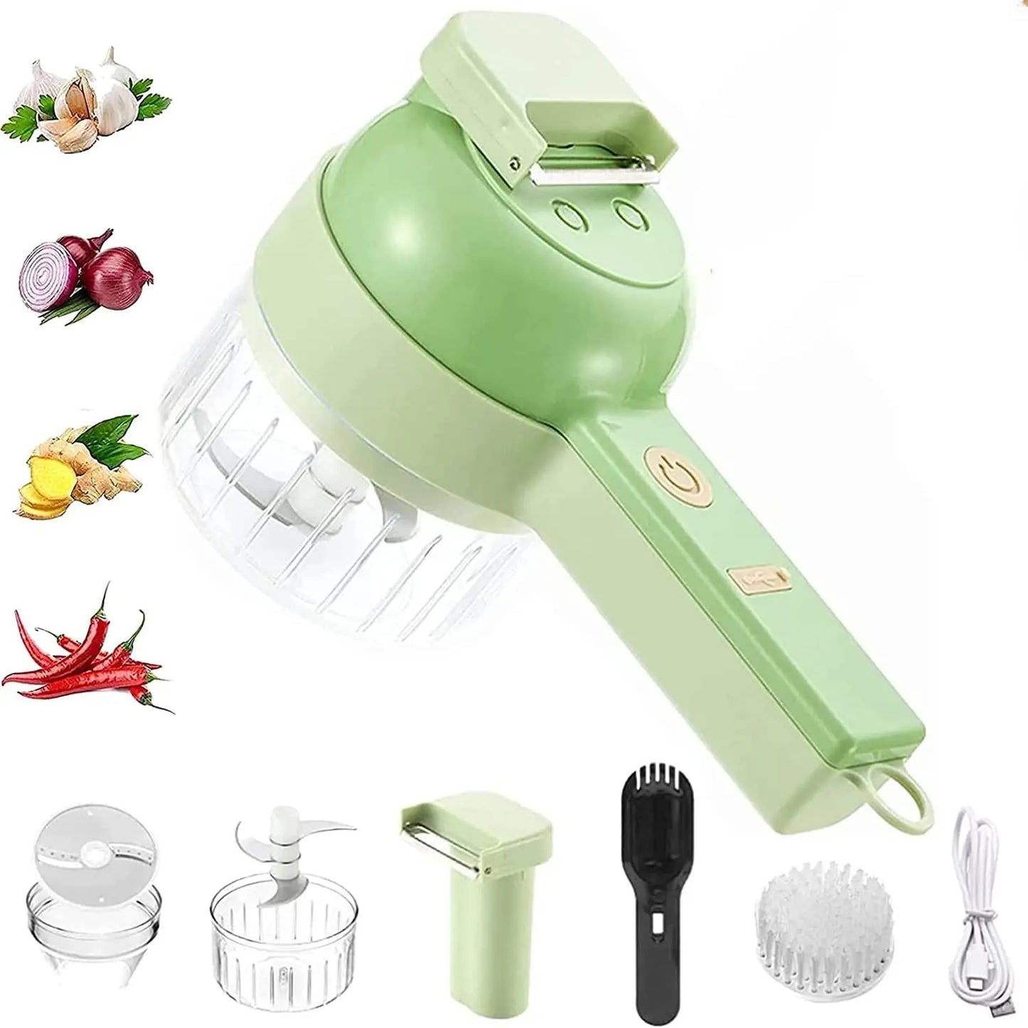 4-in-1 Elektrischer Kräutermühle & Gemüseschneider – Kabelloser Mini-Zerkleinerer für Petersilie, Knoblauch, Zwiebeln & Chili | Multifunktionaler Küchenhelfer