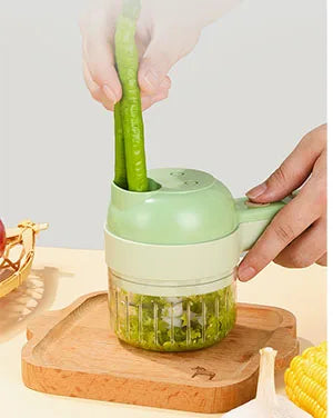 4-in-1 Elektrischer Kräutermühle & Gemüseschneider – Kabelloser Mini-Zerkleinerer für Petersilie, Knoblauch, Zwiebeln & Chili | Multifunktionaler Küchenhelfer