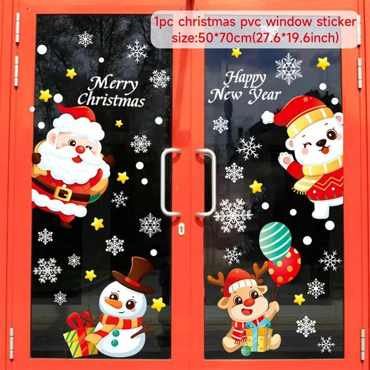 Weihnachts-Fensteraufkleber 2024 | Statische Weihnachts-Deko für Fenster & Wände | Santa & Schneemann Sticker | Winter Weihnachtsdekoration für Zuhause