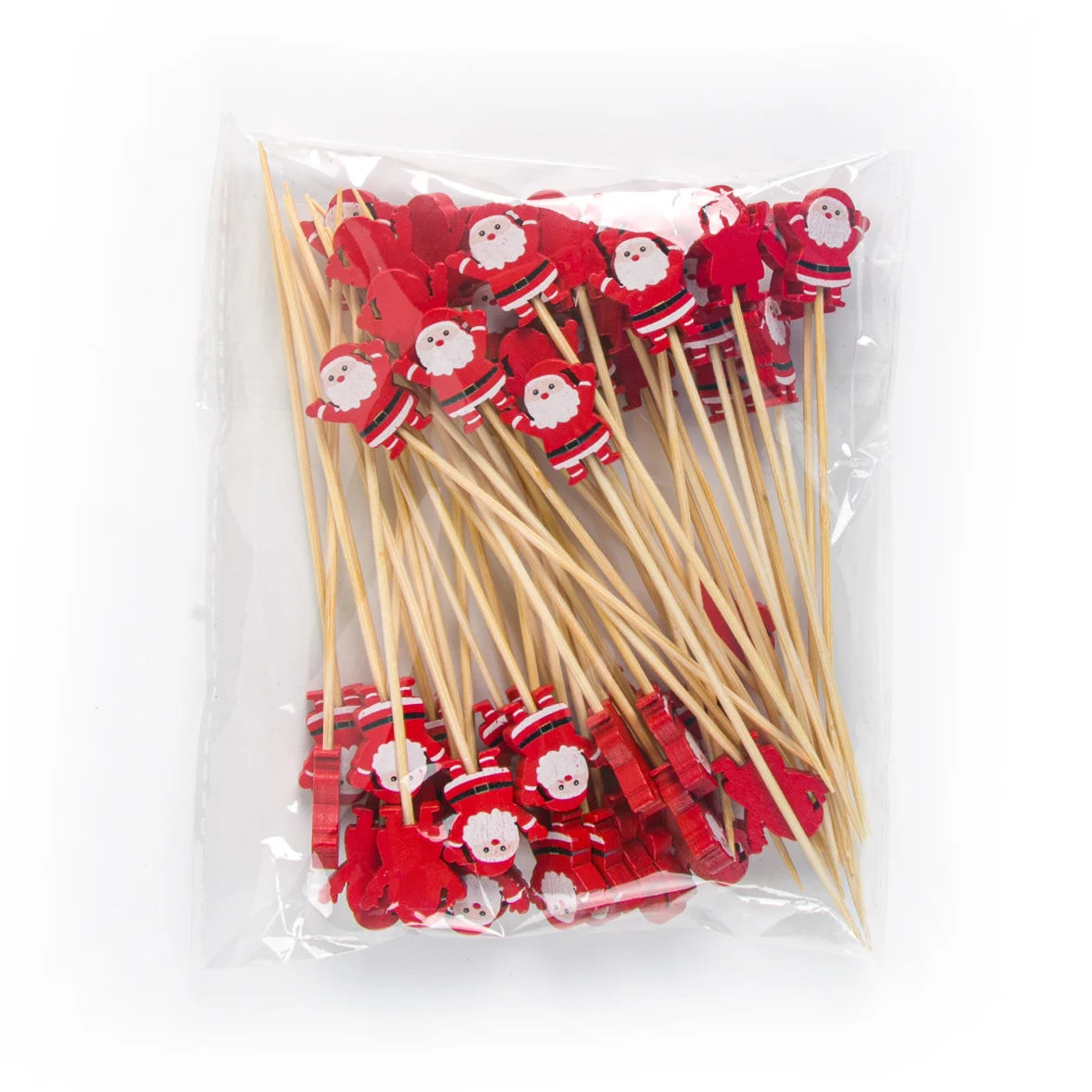 Weihnachten Bambus Cocktail Picks – 50er Set | Weihnachtsmotive für Snacks, Drinks & Desserts | Party Deko 2025