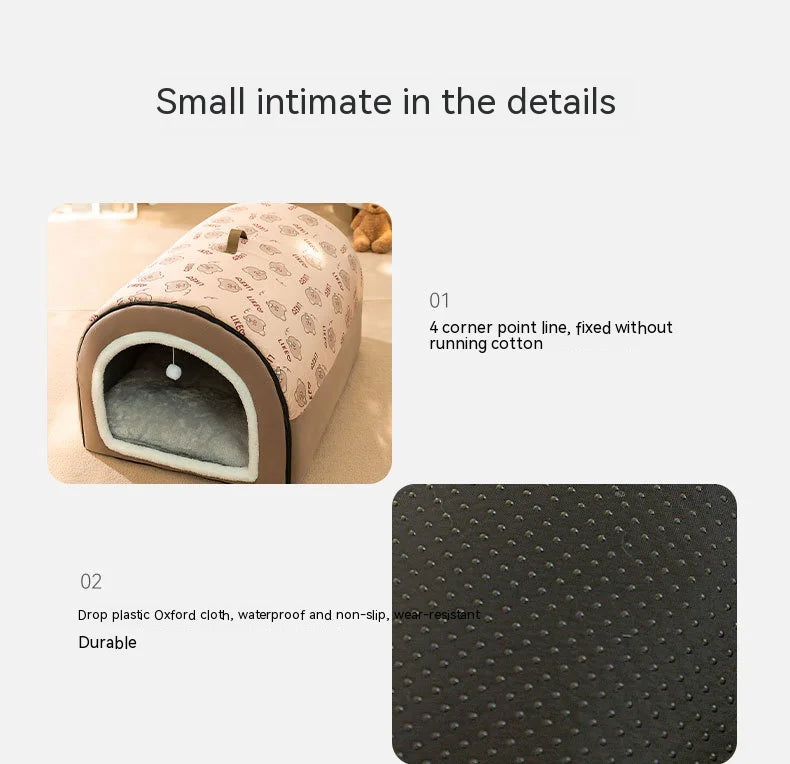 Premium Winter Hundehütte – Extra Warmes Abnehmbares Haustierhaus, Waschbar & Winddicht | Gemütliches Katzen- & Hundebett für alle Jahreszeiten