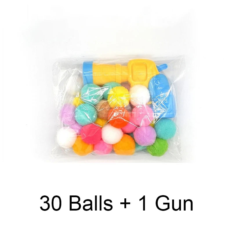 Cat Plush Interactive Launch Training Toy For Pet Kitten Creative Mini Shooting Gun Games Plush Ball Toys Pet Supplies