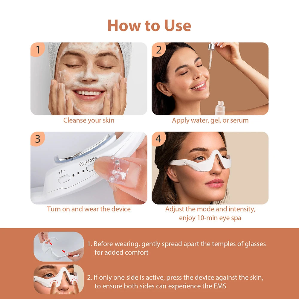 3D Augenmassagegerät mit EMS & Rotlicht – Elektrischer Eye Beauty Massager gegen Augenringe, Falten & Müdigkeit, Tragbares Augenpflege-Gerät
