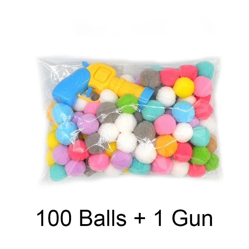 Cat Plush Interactive Launch Training Toy For Pet Kitten Creative Mini Shooting Gun Games Plush Ball Toys Pet Supplies
