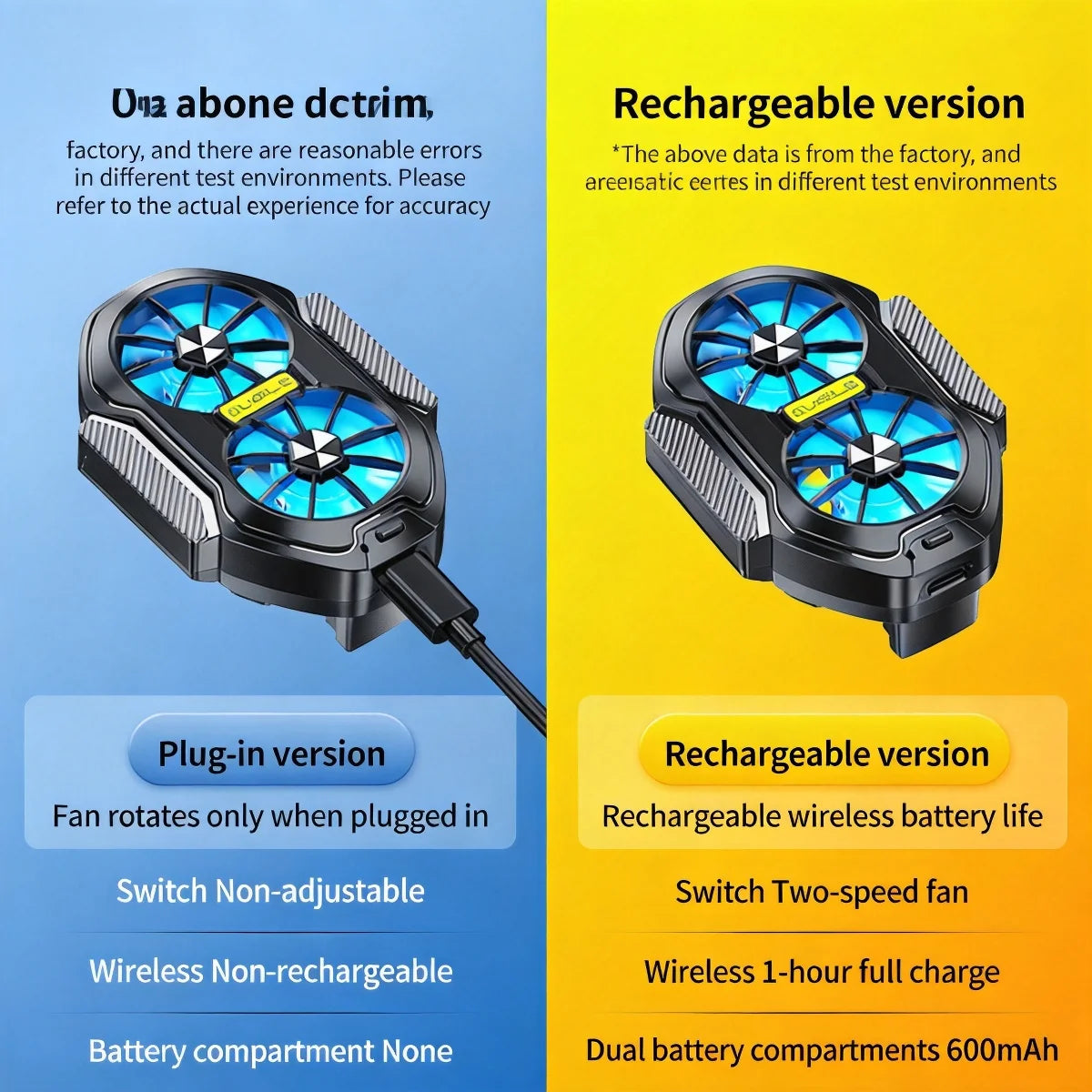 New FS01 Phone Cooler 600mAh Dual Fan Rechargeable Radiator Game Cooling Back Clip Wireless Mute for Smartphones Universal
