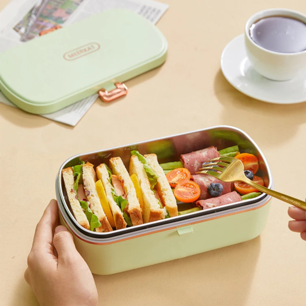 Thermo-Lunchboxen für das Büro, tragbare elektrische Lunchboxen, wasserfreie Heizung, Bento-Box, Lebensmittelwärmer aus Edelstahl