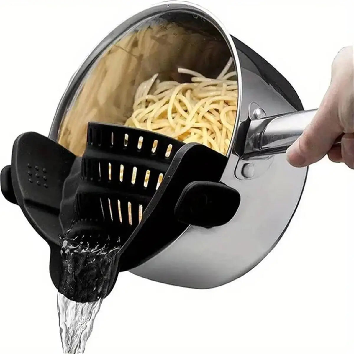 Clip-On Topfsieb aus Silikon – Universelles Sieb für Töpfe & Pfannen, Anti-Fall Design, Perfekt zum Abgießen von Nudeln, Gemüse & Kartoffeln