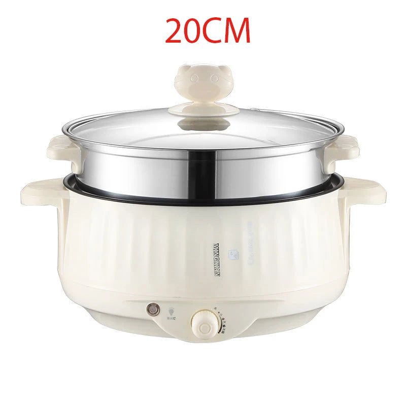 Elektrischer Mini-Multikocher 1–2 Personen | Antihaft-Pfanne, Doppelschicht-Design, 1,7L | Ideal für Nudeln, Reis, Suppen & Pfannengerichte | 400–800W Smart Cooker für Zuhause & Büro