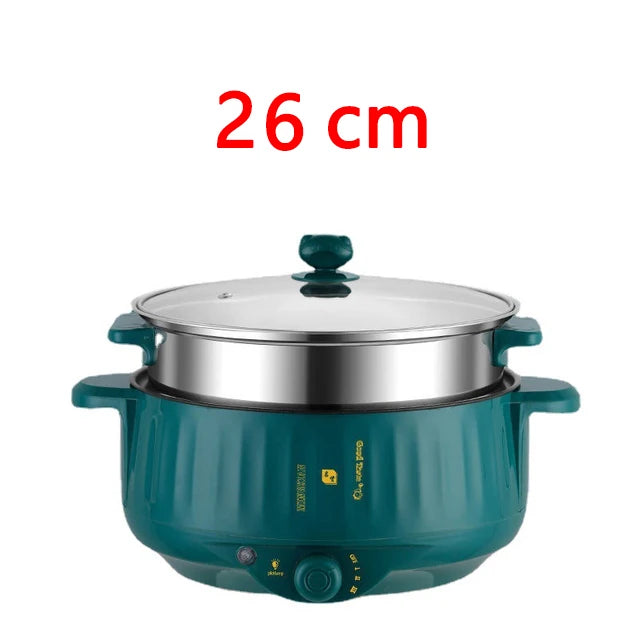 Elektrischer Mini-Multikocher 1–2 Personen | Antihaft-Pfanne, Doppelschicht-Design, 1,7L | Ideal für Nudeln, Reis, Suppen & Pfannengerichte | 400–800W Smart Cooker für Zuhause & Büro
