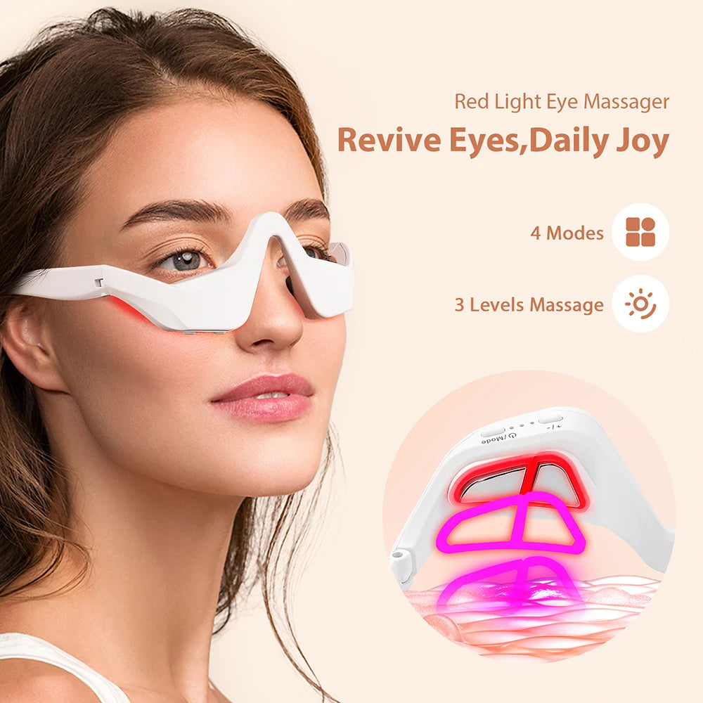 3D Augenmassagegerät mit EMS & Rotlicht – Elektrischer Eye Beauty Massager gegen Augenringe, Falten & Müdigkeit, Tragbares Augenpflege-Gerät
