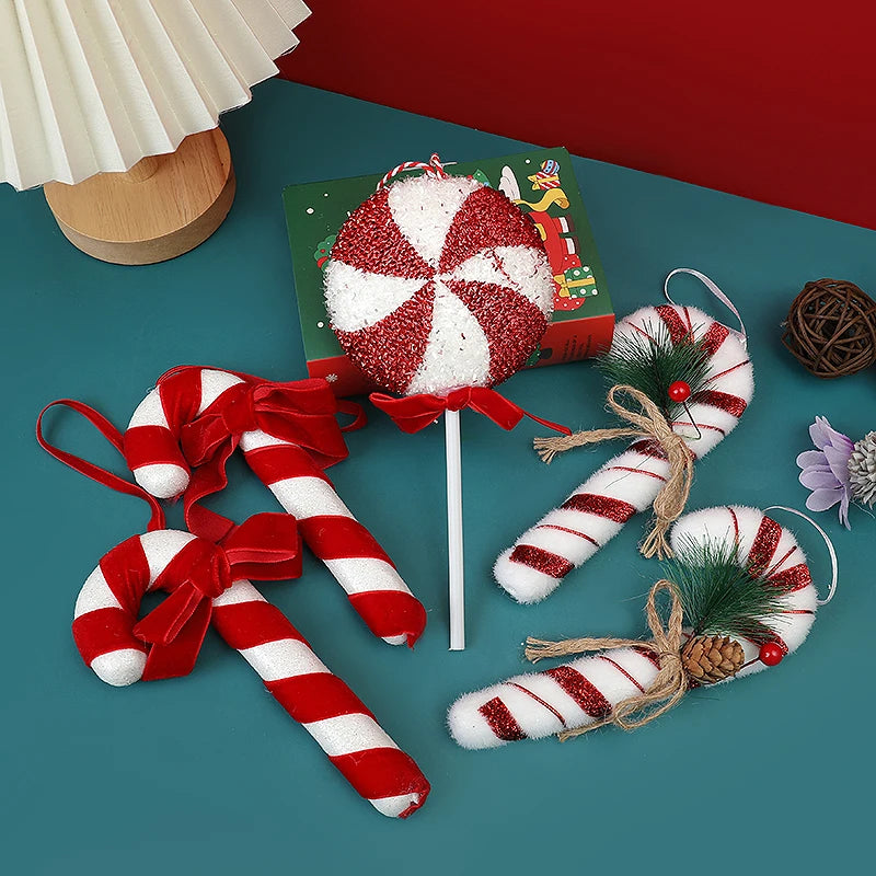 Großer Candy-Cane Weihnachtsanhänger – Rot-Weiß Deko für Baum, Tür & Party 2025