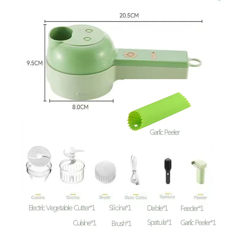 4-in-1 Elektrischer Kräutermühle & Gemüseschneider – Kabelloser Mini-Zerkleinerer für Petersilie, Knoblauch, Zwiebeln & Chili | Multifunktionaler Küchenhelfer